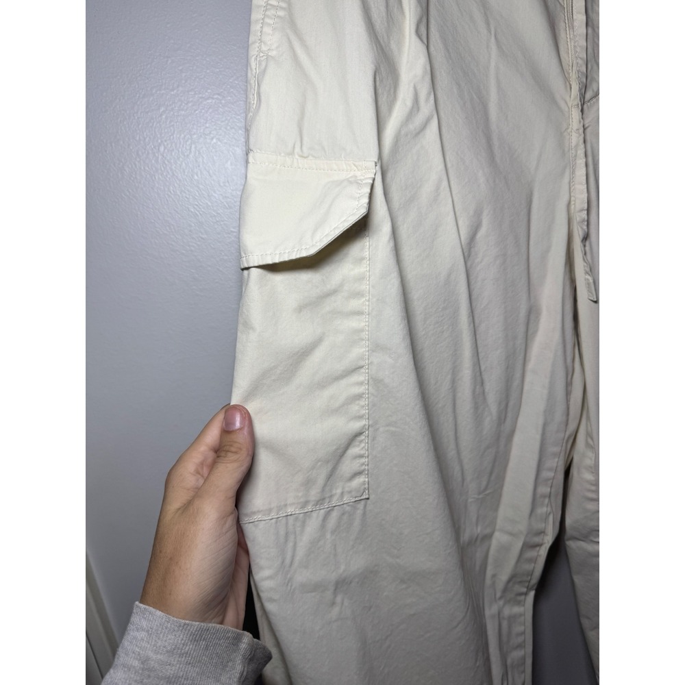 Uniqlo Women Cream Cotton Nylon Cargo Jogger Pants Off White Large 468583 - Picture 2 of 5
